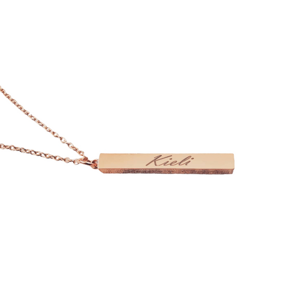 Pieces by Marie - Personalized Laser Engraved Four Sided Necklace Bar - Gifts for Mom, Sister, or Grandma | High-quality Jewelry